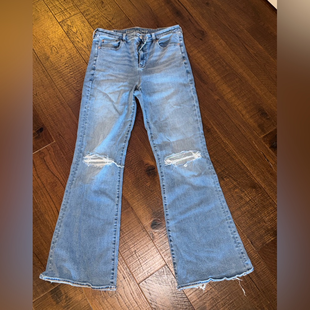 AEO distressed flare jeans 14 X-long